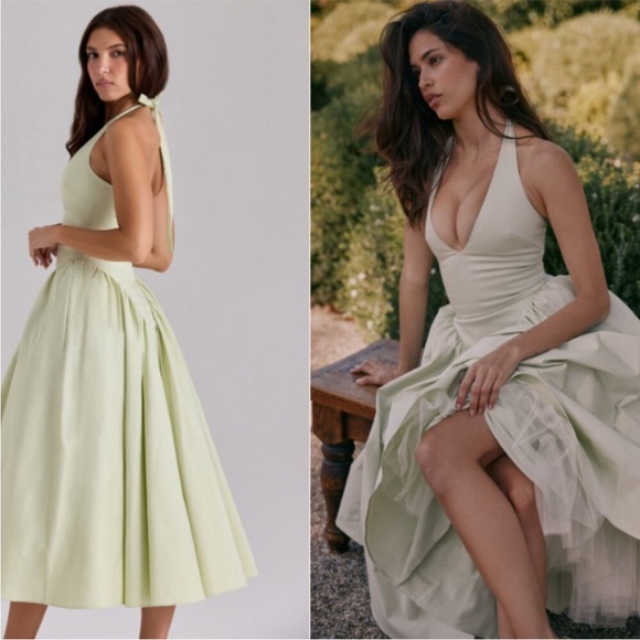 House of CB Marilyn Pistachio Midi Flare Dress NWOT - Picture 2 of 4